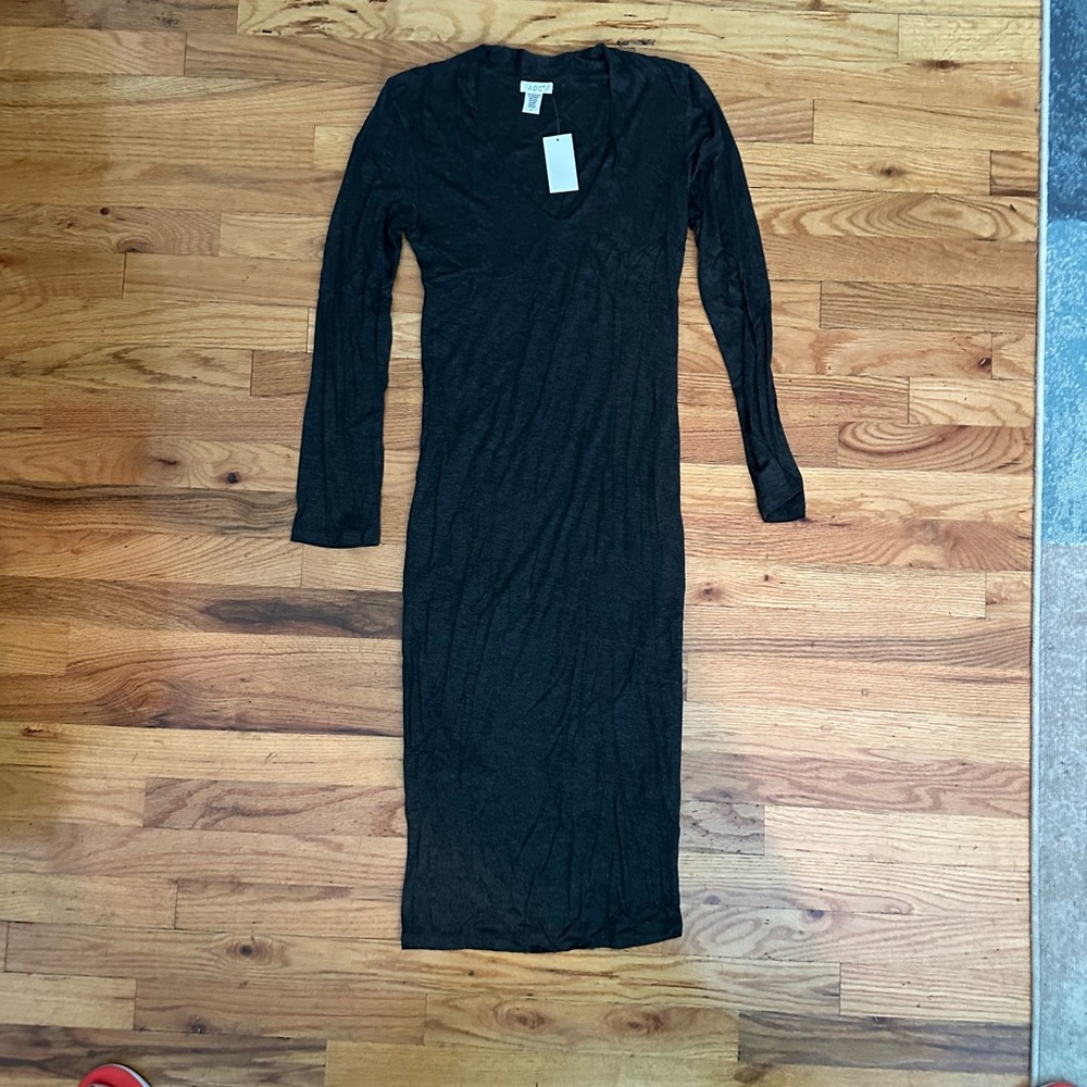 Chic Charcoal Gray Long Sleeve Dress